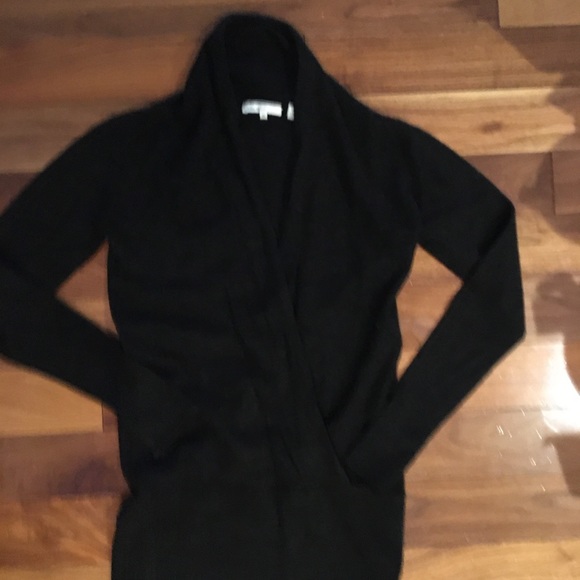 VINCE 100% Cashmere XS shawl collar, cross-over long sweater, charcoal grey soft - Picture 7 of 7